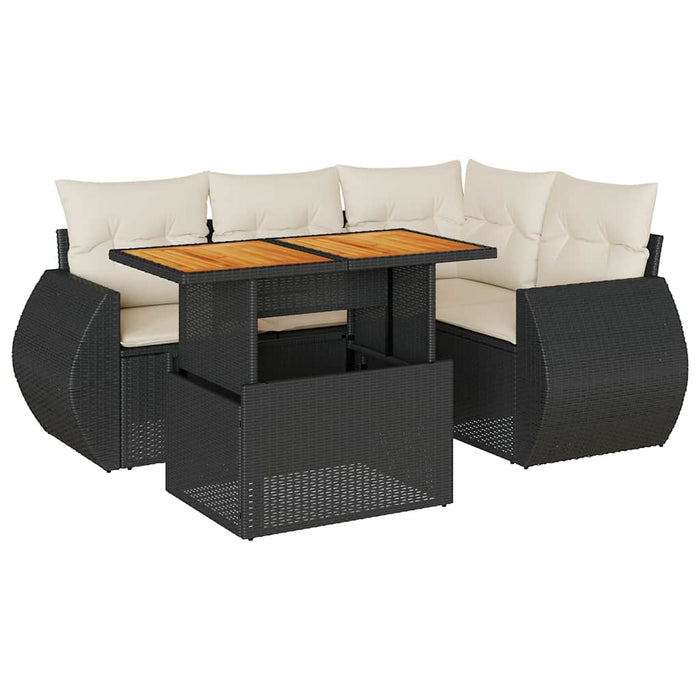 Set mobilier de grădină cu perne, 5 piese, negru, poliratan - WALTI WALTI