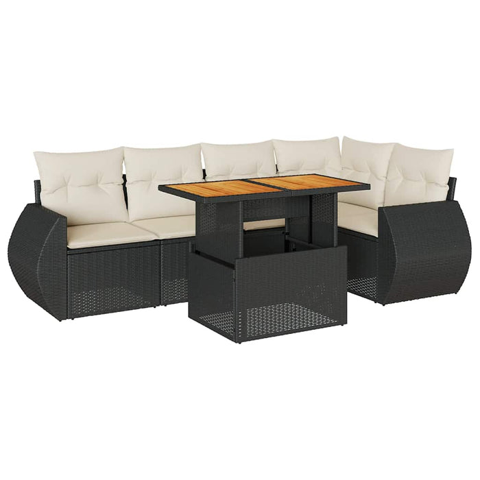 Set mobilier de grădină cu perne, 6 piese, negru, poliratan - WALTI WALTI
