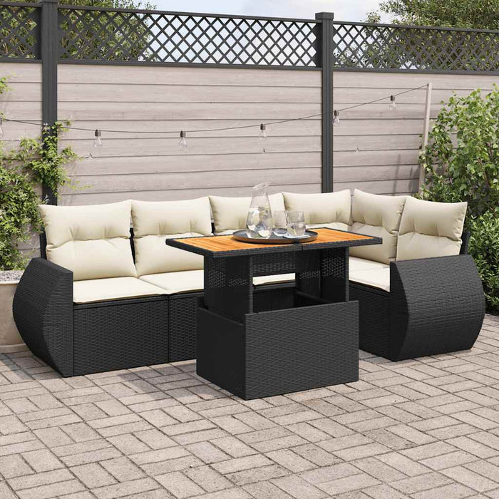 Set mobilier de grădină cu perne, 6 piese, negru, poliratan - WALTI WALTI