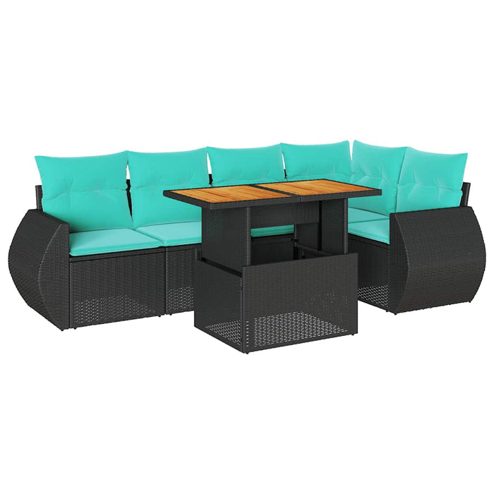 Set mobilier de grădină cu perne, 6 piese, negru, poliratan - WALTI WALTI