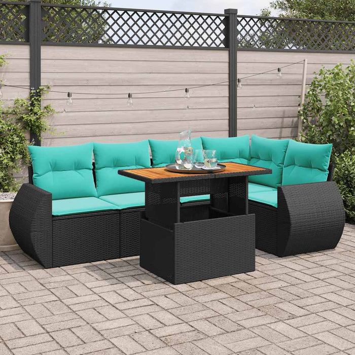 Set mobilier de grădină cu perne, 6 piese, negru, poliratan - WALTI WALTI