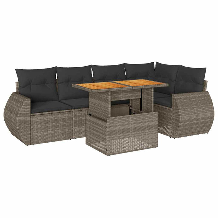 Set mobilier grădină cu perne, 6 piese, gri, poliratan - WALTI WALTI