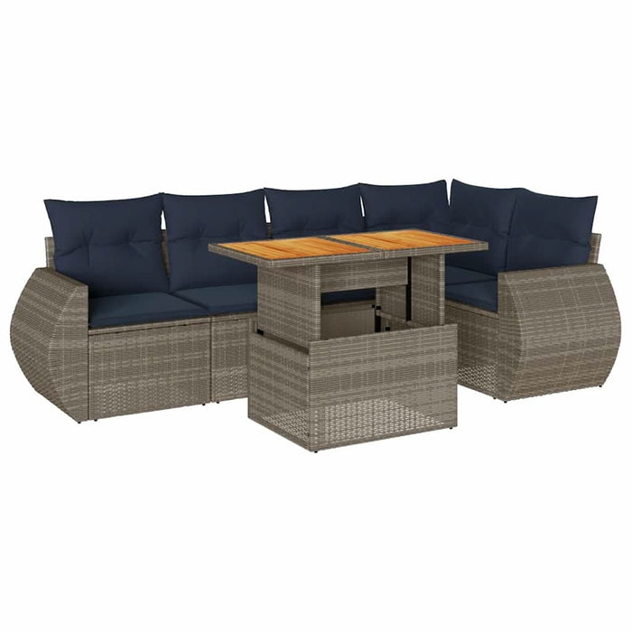 Set mobilier grădină cu perne, 6 piese, gri, poliratan - WALTI WALTI