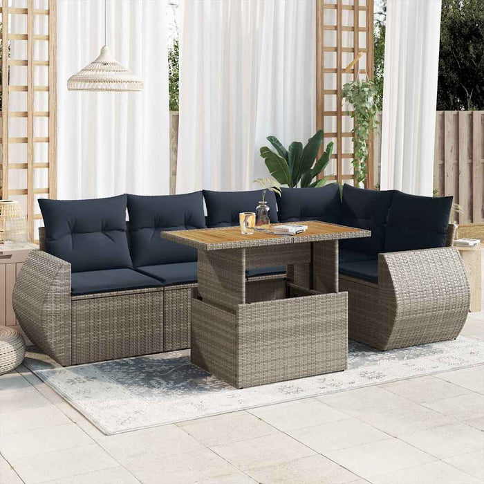 Set mobilier grădină cu perne, 6 piese, gri, poliratan - WALTI WALTI