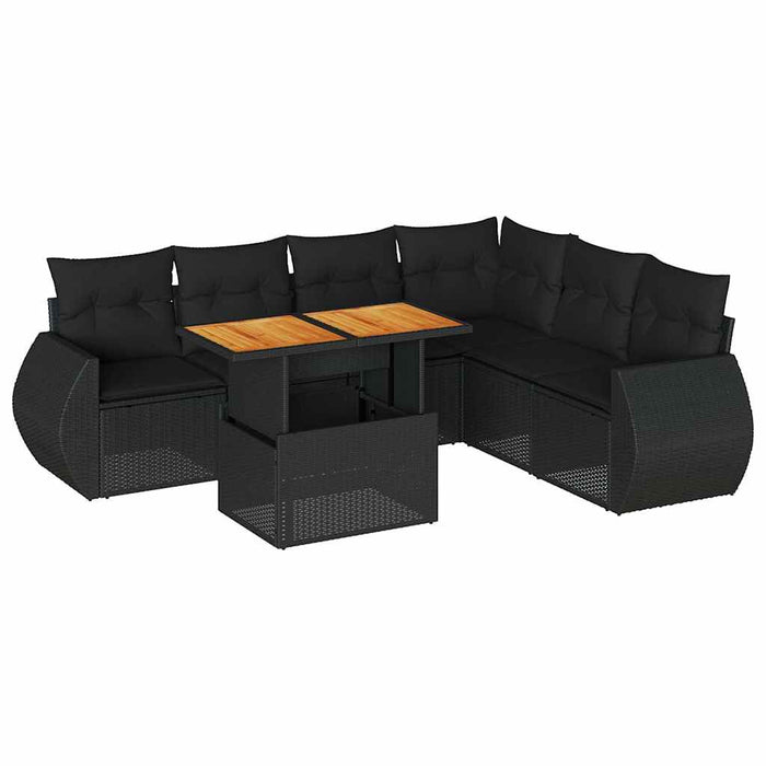 Set canapele de grădină cu perne, 7 piese, negru, poliratan - WALTI WALTI