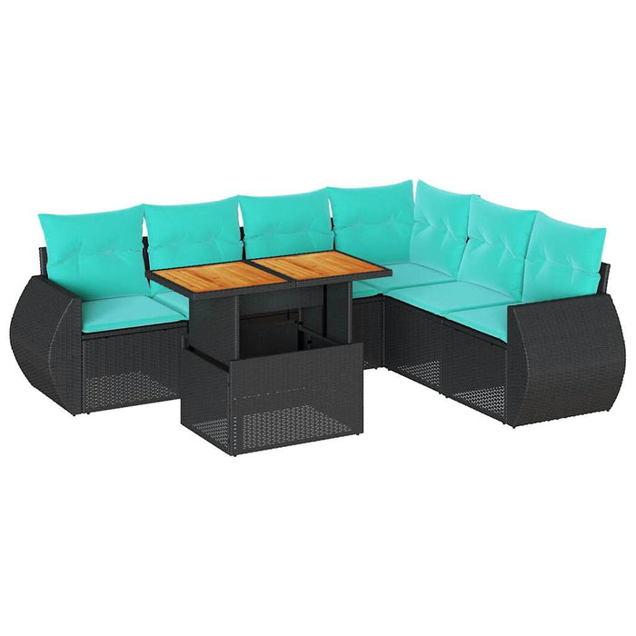 Set canapele de grădină cu perne, 7 piese, negru, poliratan - WALTI WALTI