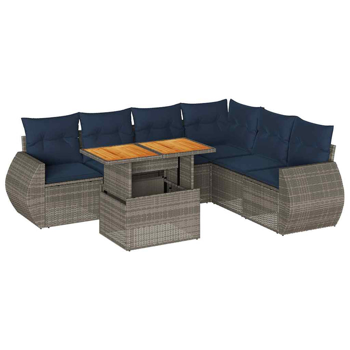 Set canapele de grădină, 7 piese, cu perne, gri, poliratan - WALTI WALTI