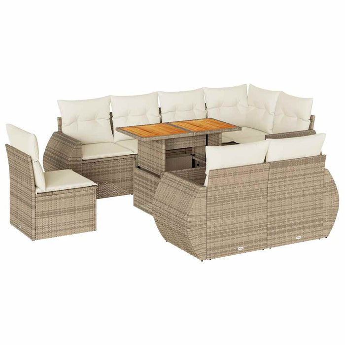 Set canapele de grădină, 9 piese, cu perne, bej, poliratan - WALTI WALTI