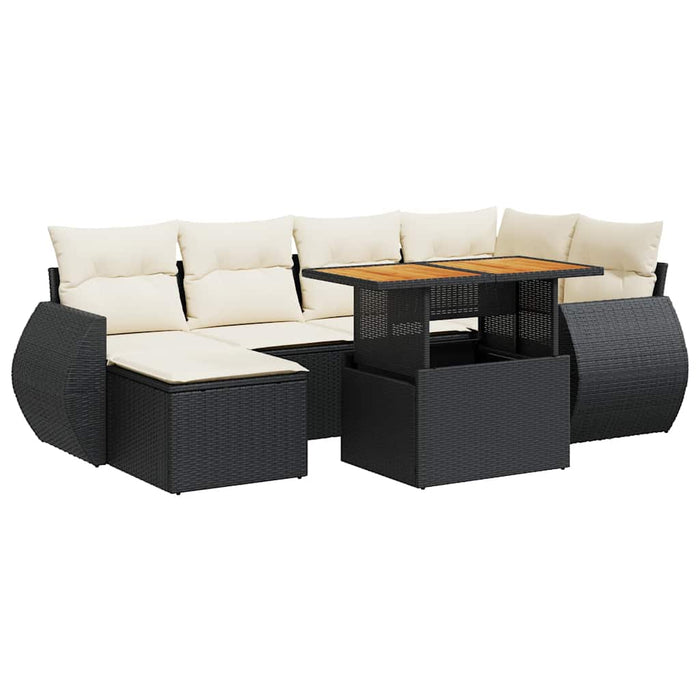 Set canapele de grădină cu perne, 7 piese, negru, poliratan - WALTI WALTI