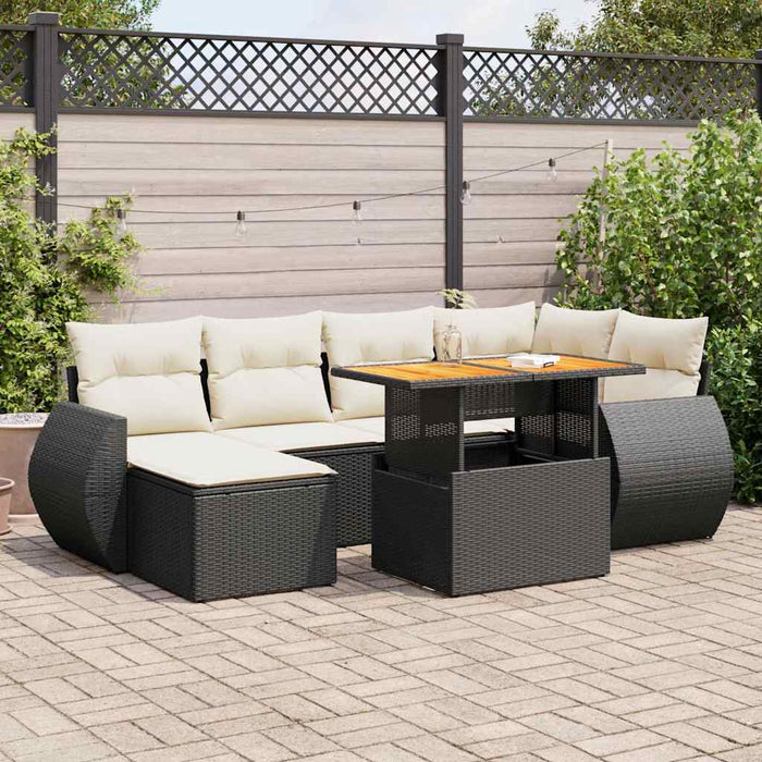 Set canapele de grădină cu perne, 7 piese, negru, poliratan - WALTI WALTI