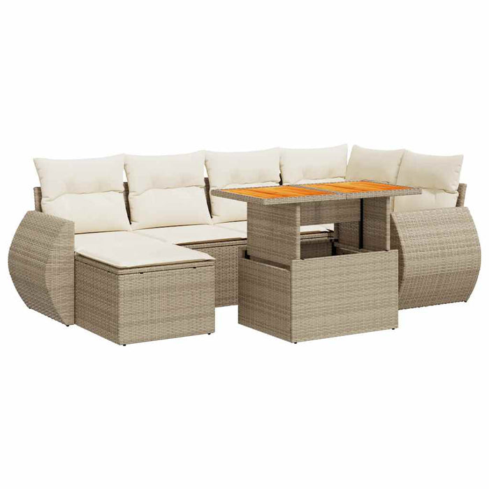 Set canapele de grădină, 7 piese, cu perne, bej, poliratan - WALTI WALTI