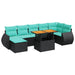 Set mobilier de grădină cu perne, 8 piese, negru, poliratan - WALTI WALTI