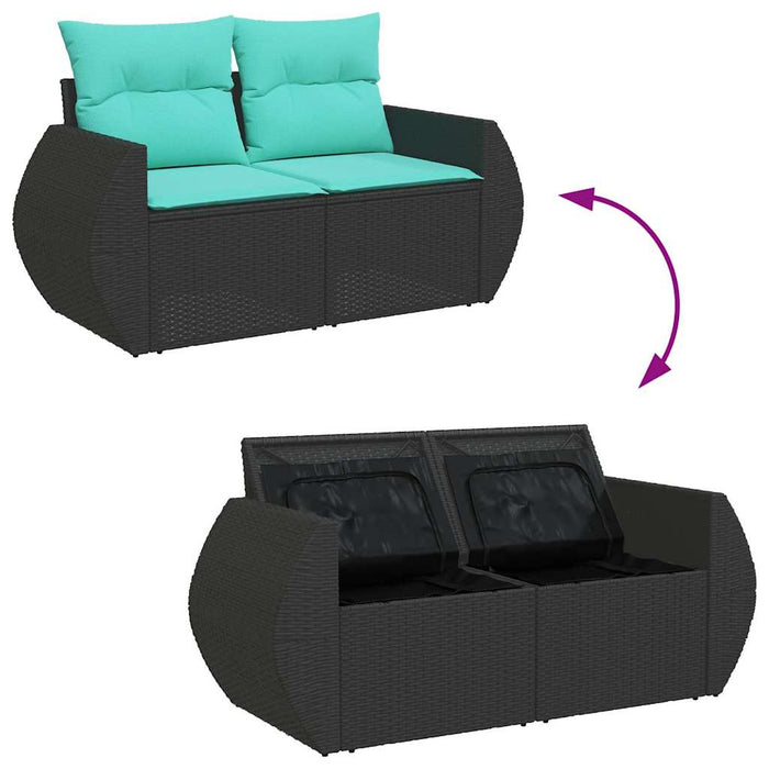 Set mobilier de grădină cu perne, 8 piese, negru, poliratan - WALTI WALTI