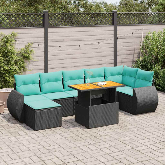 Set mobilier de grădină cu perne, 8 piese, negru, poliratan - WALTI WALTI