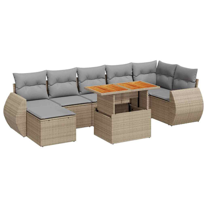 Set canapele de grădină, 8 piese, cu perne, bej, poliratan - WALTI WALTI