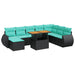Set mobilier de grădină cu perne, 9 piese, negru, poliratan - WALTI WALTI