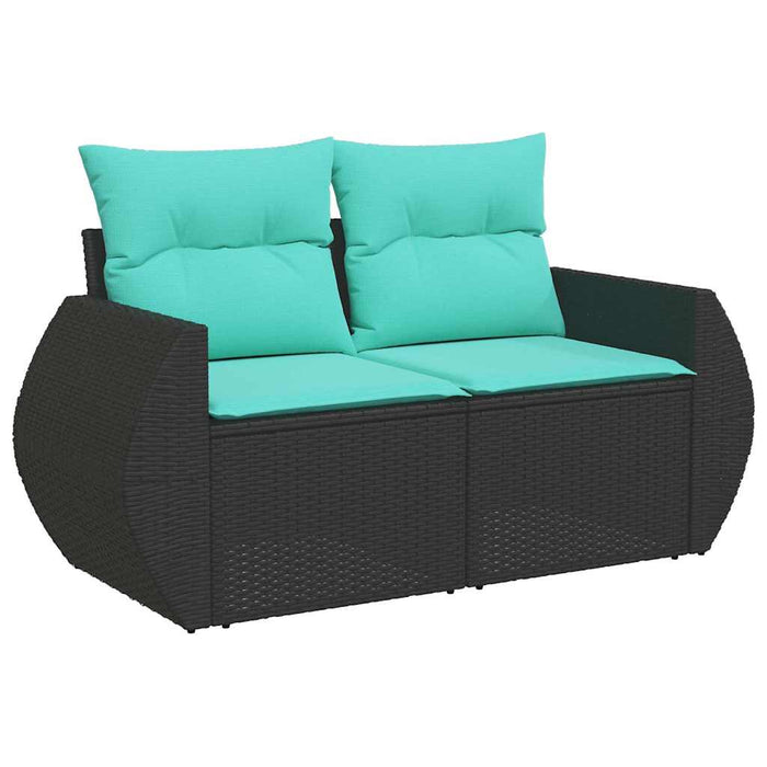 Set mobilier de grădină cu perne, 9 piese, negru, poliratan - WALTI WALTI