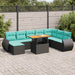 Set mobilier de grădină cu perne, 9 piese, negru, poliratan - WALTI WALTI