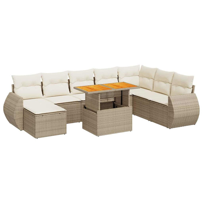 Set canapele de grădină, 9 piese, cu perne, bej, poliratan - WALTI WALTI