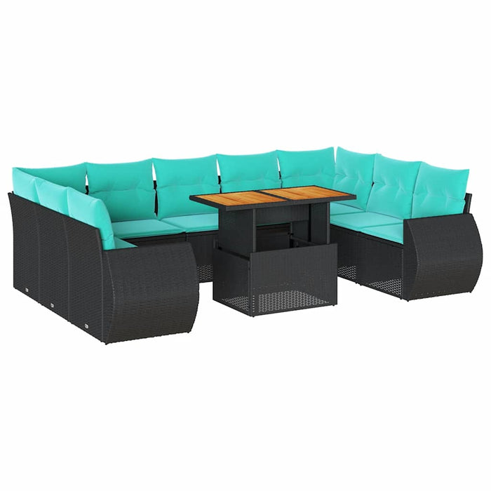 Set canapele de grădină cu perne, 10 piese, negru, poliratan - WALTI WALTI
