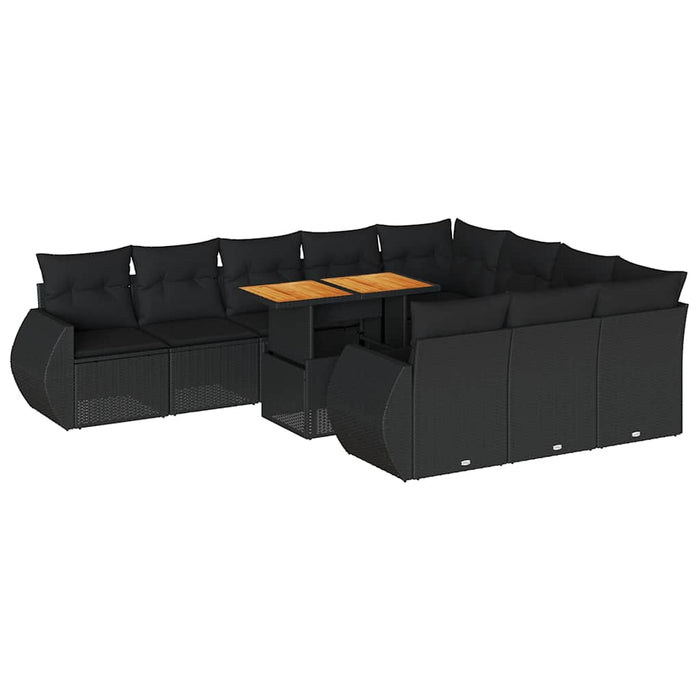 Set canapele de grădină cu perne, 11 piese, negru, poliratan - WALTI WALTI