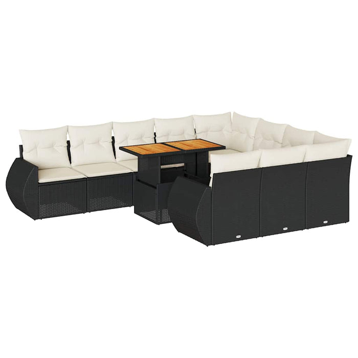 Set canapele de grădină cu perne, 11 piese, negru, poliratan - WALTI WALTI