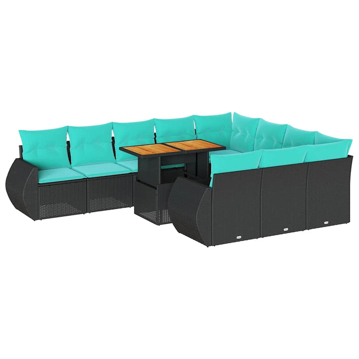 Set canapele de grădină cu perne, 11 piese, negru, poliratan - WALTI WALTI