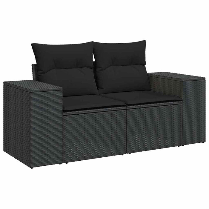 Set mobilier de grădină cu perne, 5 piese, negru, poliratan - WALTI WALTI
