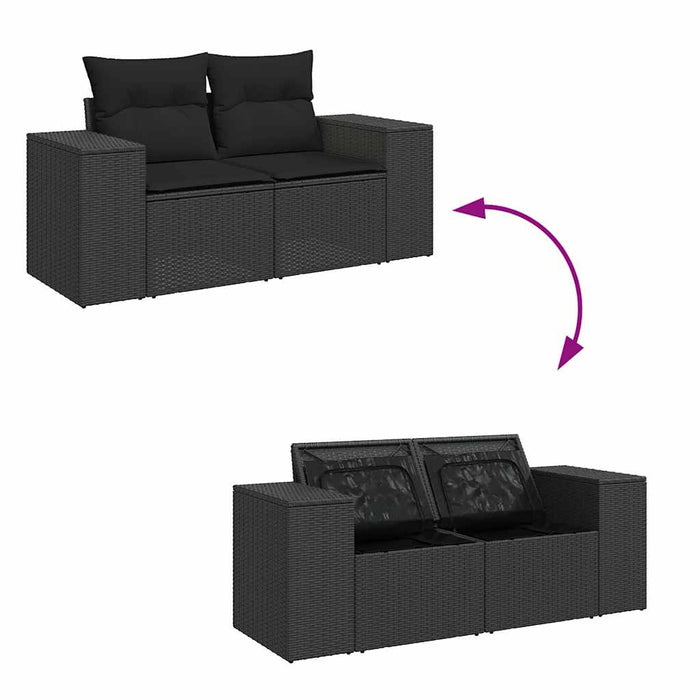 Set mobilier de grădină cu perne, 5 piese, negru, poliratan - WALTI WALTI