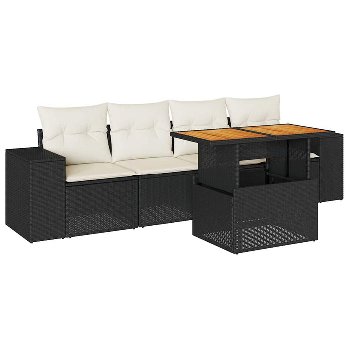 Set mobilier de grădină cu perne, 5 piese, negru, poliratan - WALTI WALTI