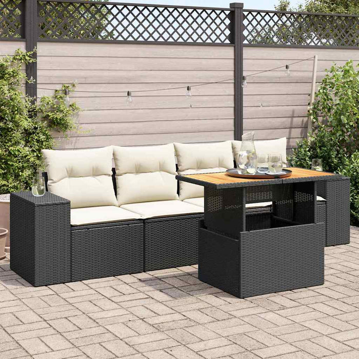 Set mobilier de grădină cu perne, 5 piese, negru, poliratan - WALTI WALTI
