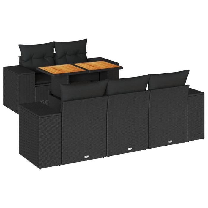 Set mobilier de grădină cu perne, 6 piese, negru, poliratan - WALTI WALTI