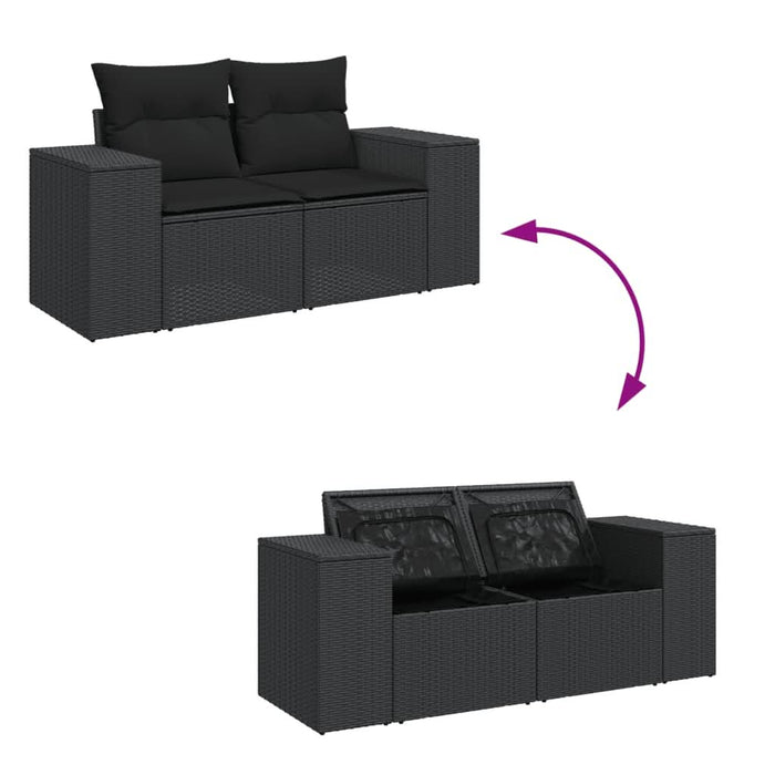 Set mobilier de grădină cu perne, 6 piese, negru, poliratan - WALTI WALTI