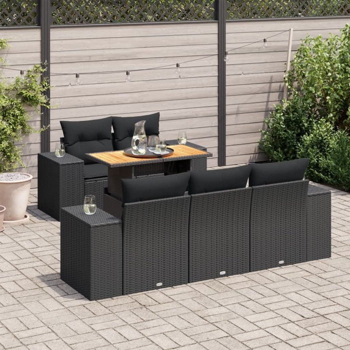 Set mobilier de grădină cu perne, 6 piese, negru, poliratan - WALTI WALTI