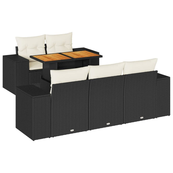 Set mobilier de grădină cu perne, 6 piese, negru, poliratan - WALTI WALTI