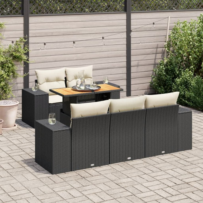 Set mobilier de grădină cu perne, 6 piese, negru, poliratan - WALTI WALTI
