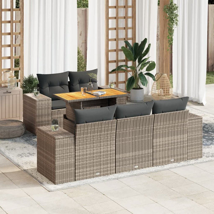 Set mobilier grădină cu perne, 6 piese, gri, poliratan - WALTI WALTI