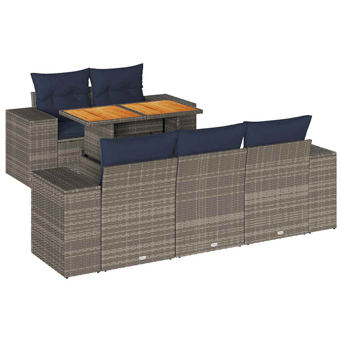 Set mobilier grădină cu perne, 6 piese, gri, poliratan - WALTI WALTI