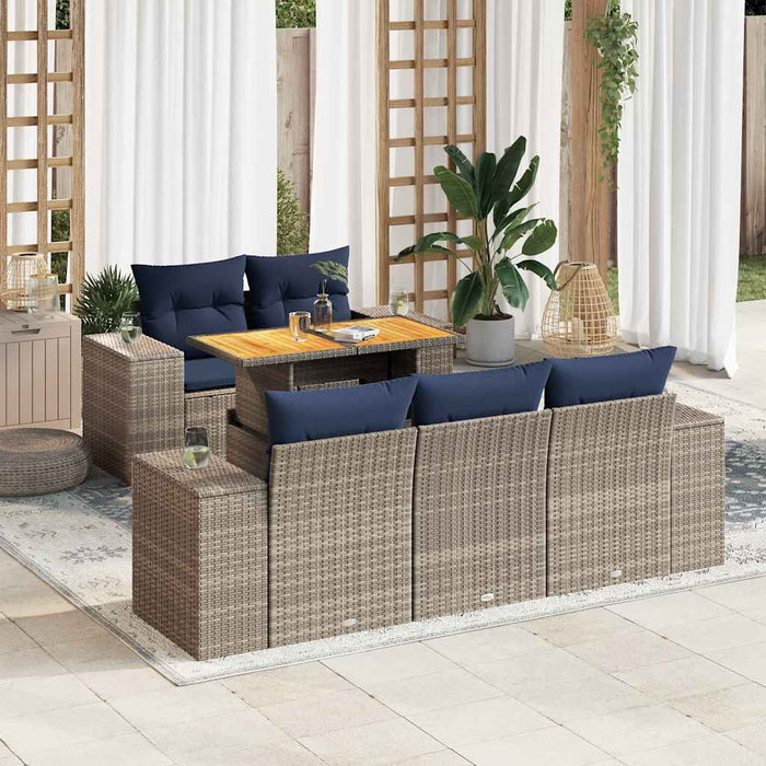 Set mobilier grădină cu perne, 6 piese, gri, poliratan - WALTI WALTI
