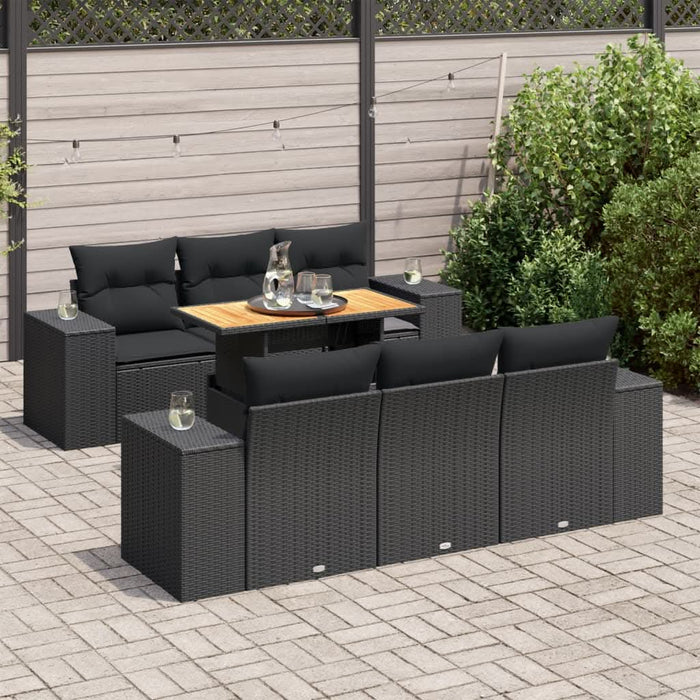 Set canapele de grădină cu perne, 7 piese, negru, poliratan - WALTI WALTI