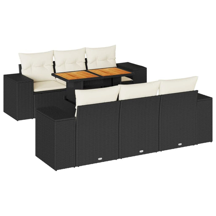 Set canapele de grădină cu perne, 7 piese, negru, poliratan - WALTI WALTI