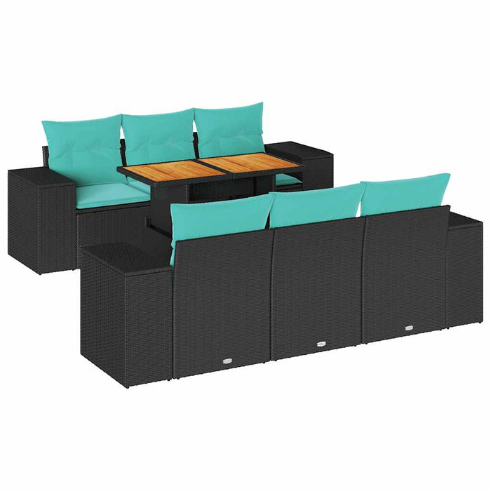 Set canapele de grădină cu perne, 7 piese, negru, poliratan - WALTI WALTI