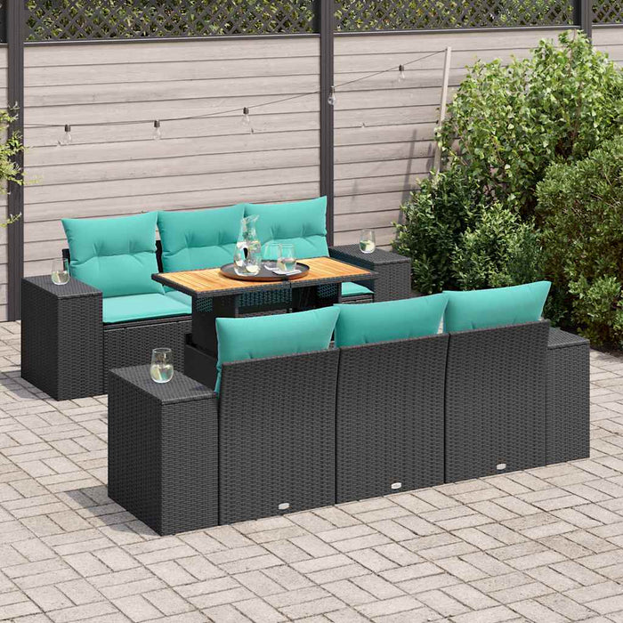 Set canapele de grădină cu perne, 7 piese, negru, poliratan - WALTI WALTI