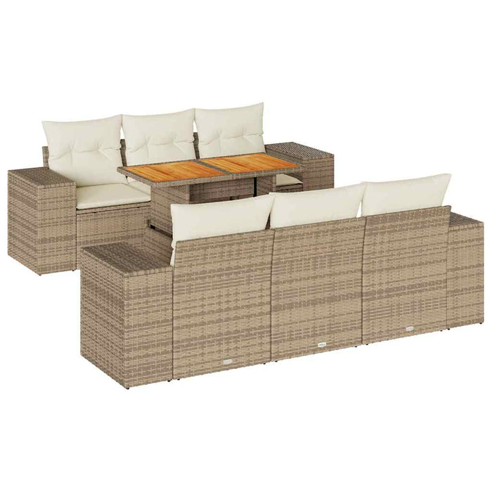 Set canapele de grădină, 7 piese, cu perne, bej, poliratan - WALTI WALTI
