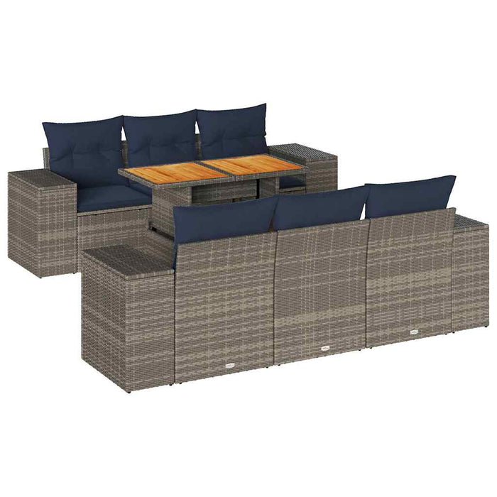 Set canapele de grădină, 7 piese, cu perne, gri, poliratan - WALTI WALTI