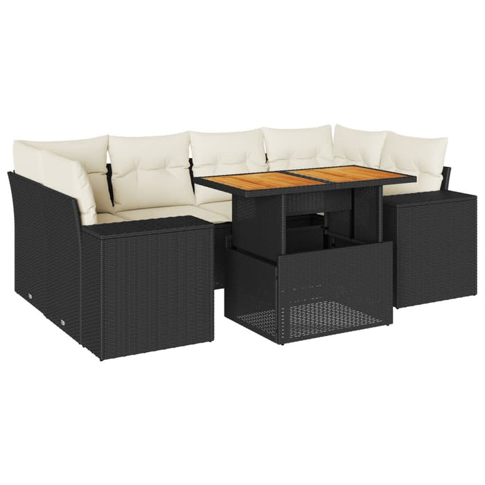 Set canapele de grădină cu perne, 7 piese, negru, poliratan - WALTI WALTI