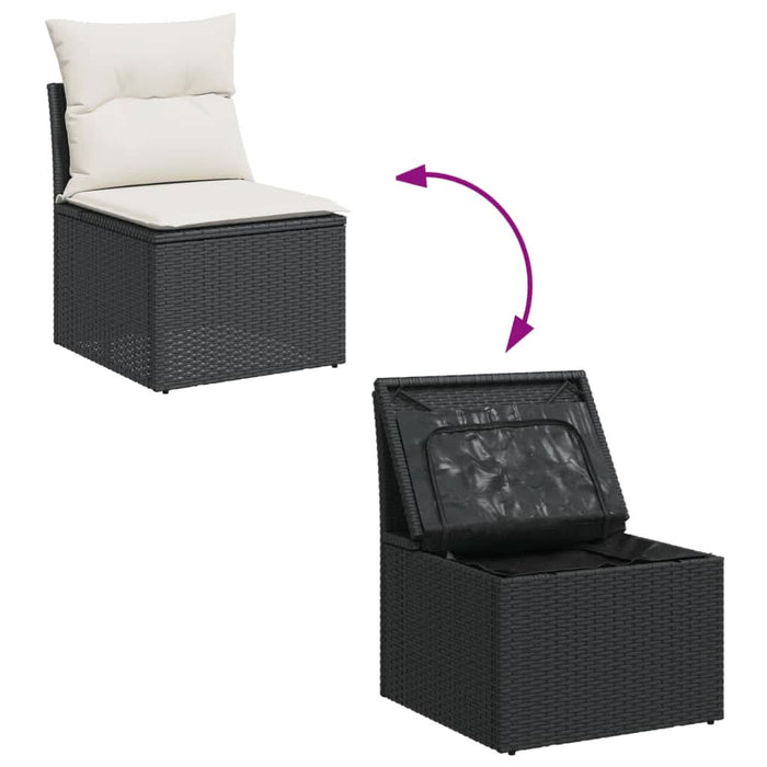 Set canapele de grădină cu perne, 7 piese, negru, poliratan - WALTI WALTI