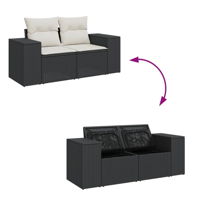 Set canapele de grădină cu perne, 7 piese, negru, poliratan - WALTI WALTI
