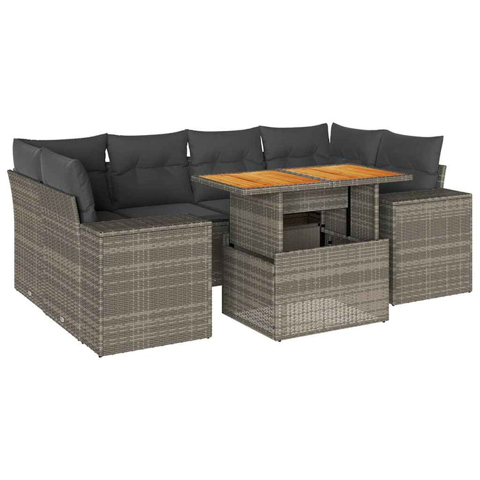 Set canapele de grădină, 7 piese, cu perne, gri, poliratan - WALTI WALTI