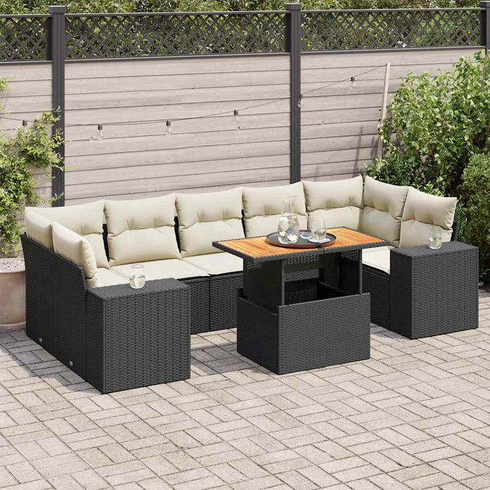 Set mobilier de grădină cu perne, 8 piese, negru, poliratan - WALTI WALTI